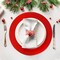 50 PCS Red Paper Placemats Round Place Mats Shiny Mirrored Disposable Paper Charger Doilies Tablemats for Christmas Valentines Party Birthday Wedding Dinner Table Decor
